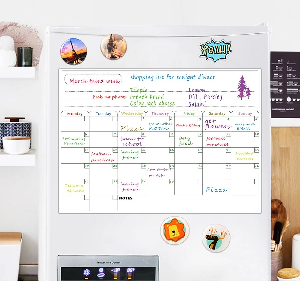 PET Dry Erase Board Weekly Monthly Schedule Comvenient Refrigerator Stickers Easy To Erase Dry Erase Calendar Board