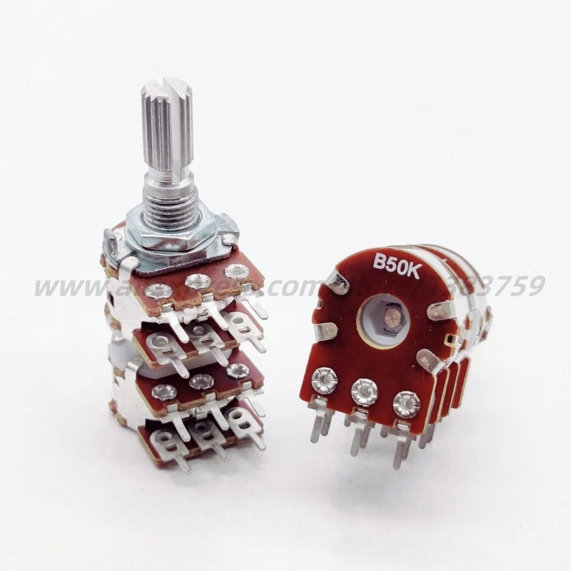 2PCS 148 Six Link Potentiometer B50K Power Amplifier Audio Six Channel B50K*6 Volume Potentiometer Shaft Length 20mm 12-Pins