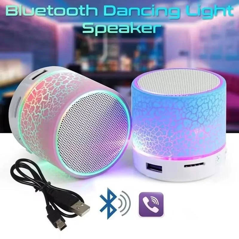 Altavoz inalámbrico Bluetooth, Mini altavoz Bluetooth con LED, tarjeta SD, USB, altavoz subwoofer, altavoz portátil para PC y teléfono móvil