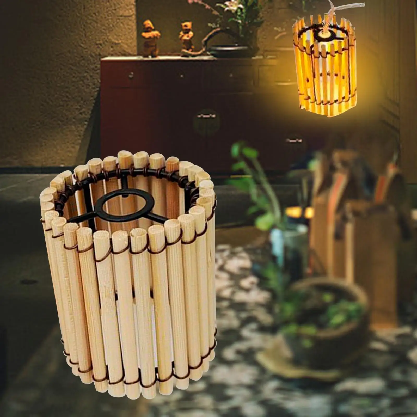 New Creative Chinese-Style Handmade Bamboo Ceiling Lampshade Weaving Trumpet Chandelier for Farmhouse Hotel Decoration