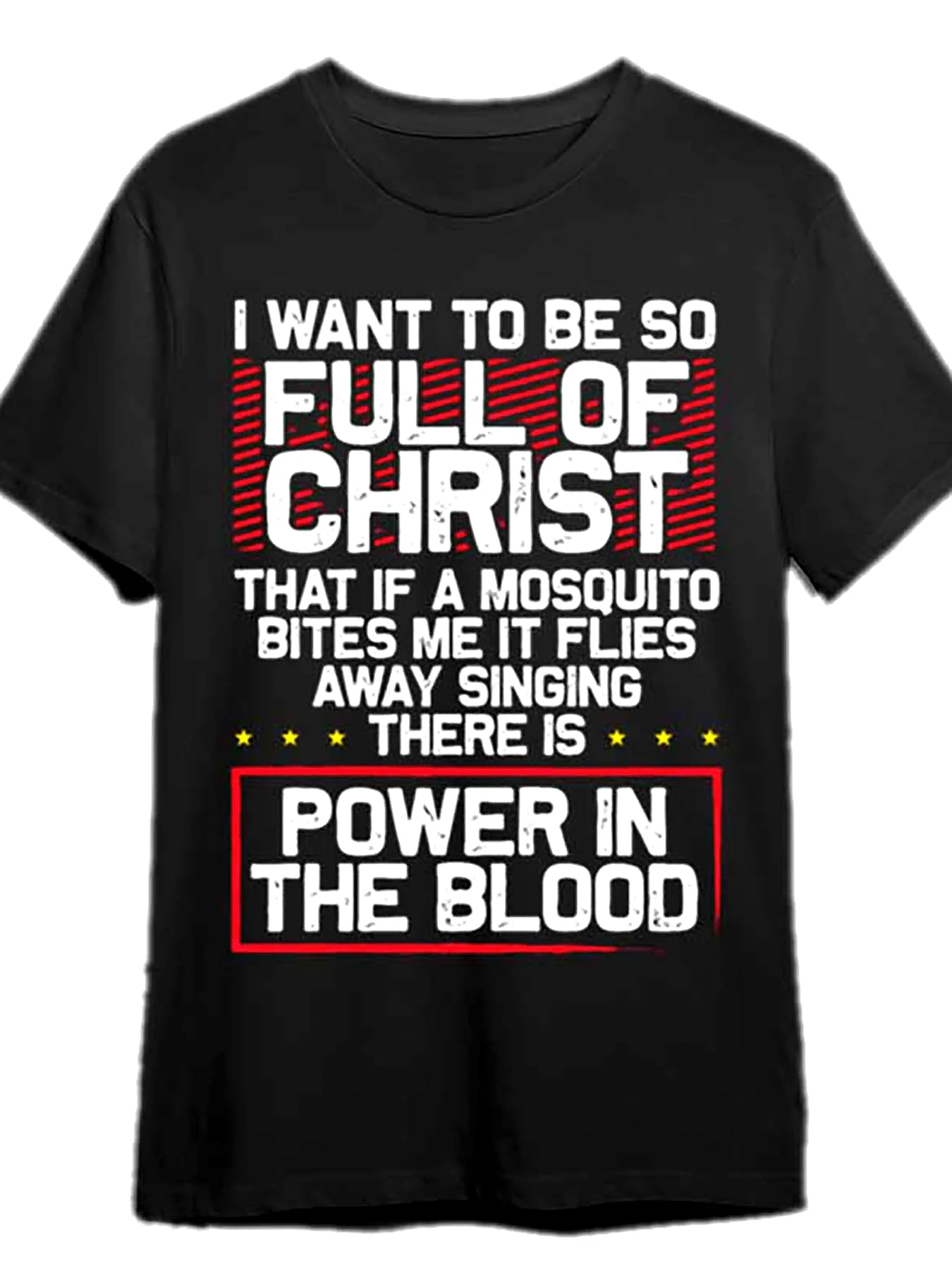 Bloody Power - Religious T-shirt Funny Men's Short Sleeve Pattern T-shirt Series, Unique and Interesting Printed Patterns