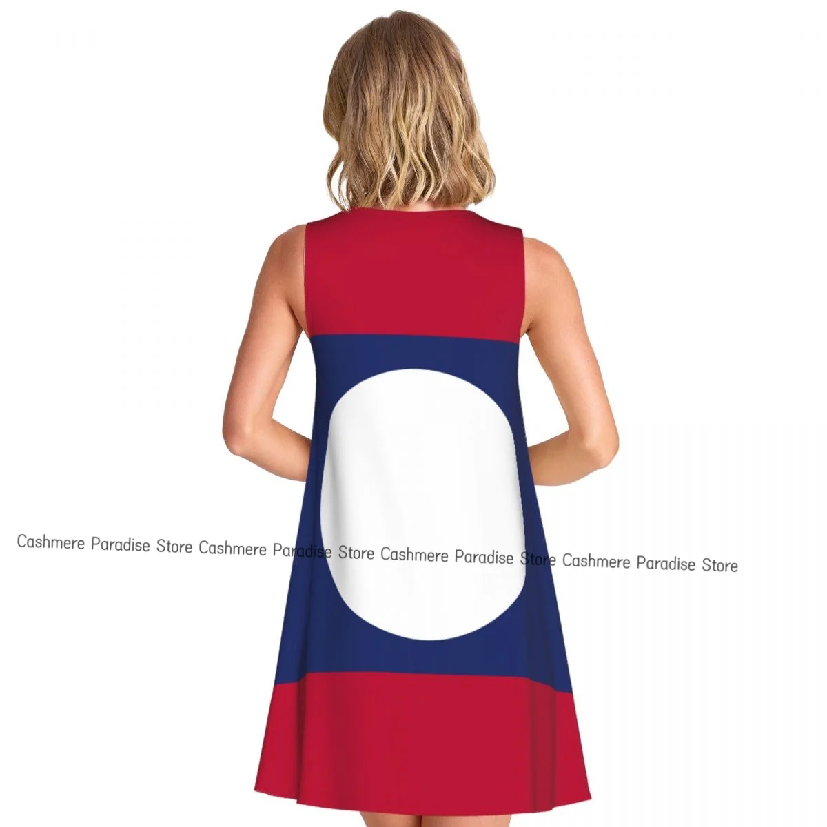 Women's Dress Laos Flag Summer Casual T Shirt Dresses Beach Cover up Tank Dress
