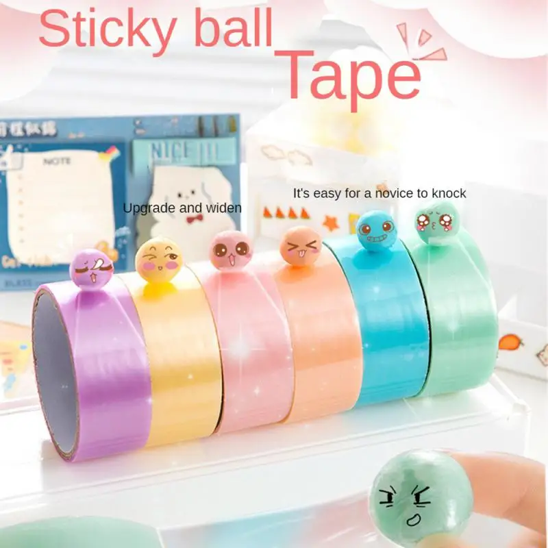 6 Rolls Adhesive Tapes Sticky Ball Tape Colorful Stress Relaxing Sticky Ball Tape Toy Party for Relaxing Toy Rolling Craft Gifts