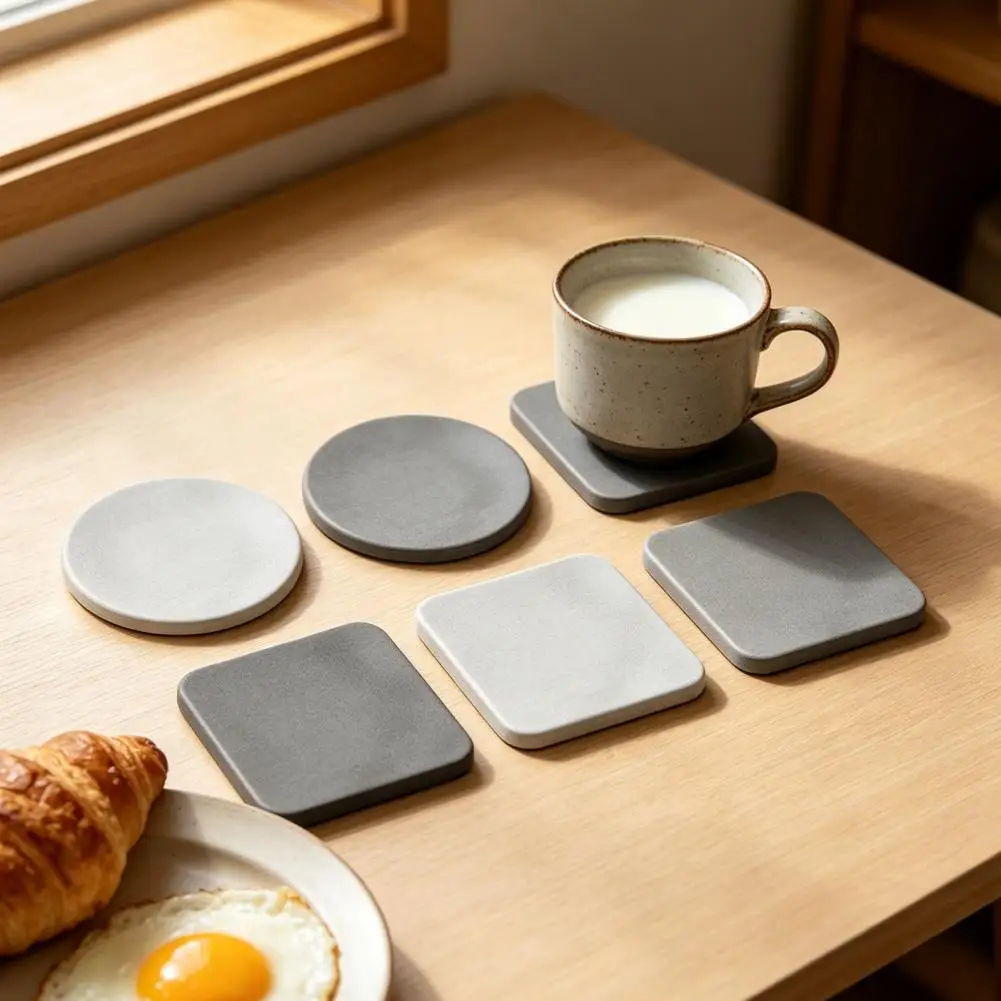 Diatomite Coaster for Table Bathroom Quick-Dry Water Absorbent Mat Heat-Resistant Non-Slip Reusable Dining Cups Coasters 97