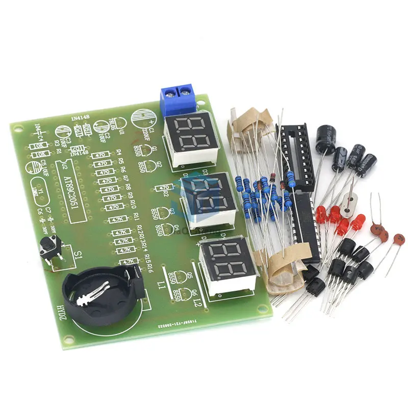 DIY Kits AT89C2051 Electronic Clock Digital Tube LED Display Suite Electronic Module Parts and Components DC 9V - 12V