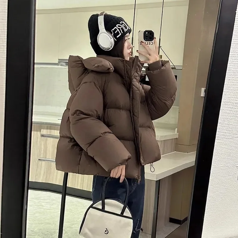 Cotton Jacket 2024 New Fashionable and Versatile Western Style Short Style Hooded Thick Cotton Jacket Loose Winter Cotton Jacket