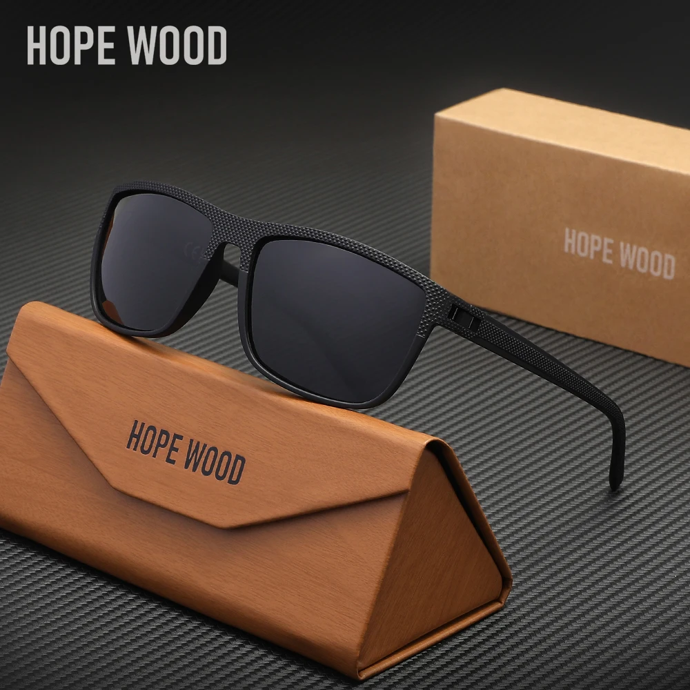 

Классические мужские поляризационные солнцезащитные очки HOPE WOOD, женские солнцезащитные очки в квадратной оправе, солнцезащитные очки для путешествий TR90, очки для вождения