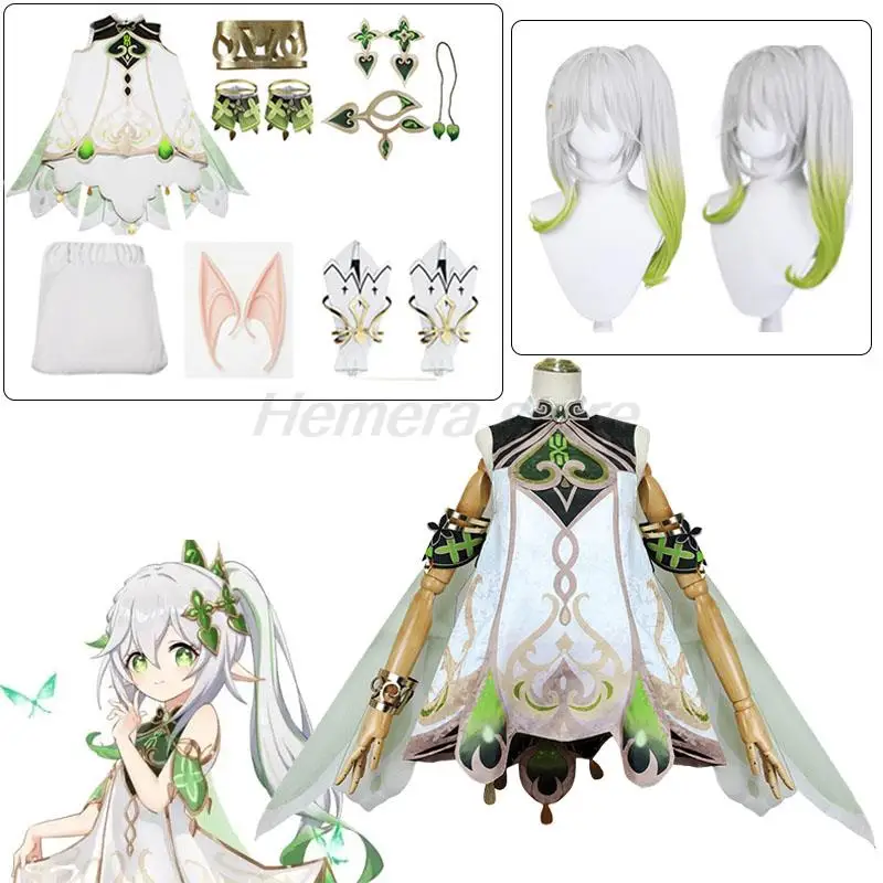 

New Skin Nahida Cosplay Costume Lesser Lord Kusanali Full Set Dress Ears Wig Nahida outfits for Comic Con