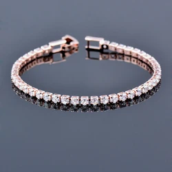 SINLEERY Tennis Bracelet with Shinning AAA Cubic Zirconia Rose Gold Silver Color Bracelets for Women wedding accessories