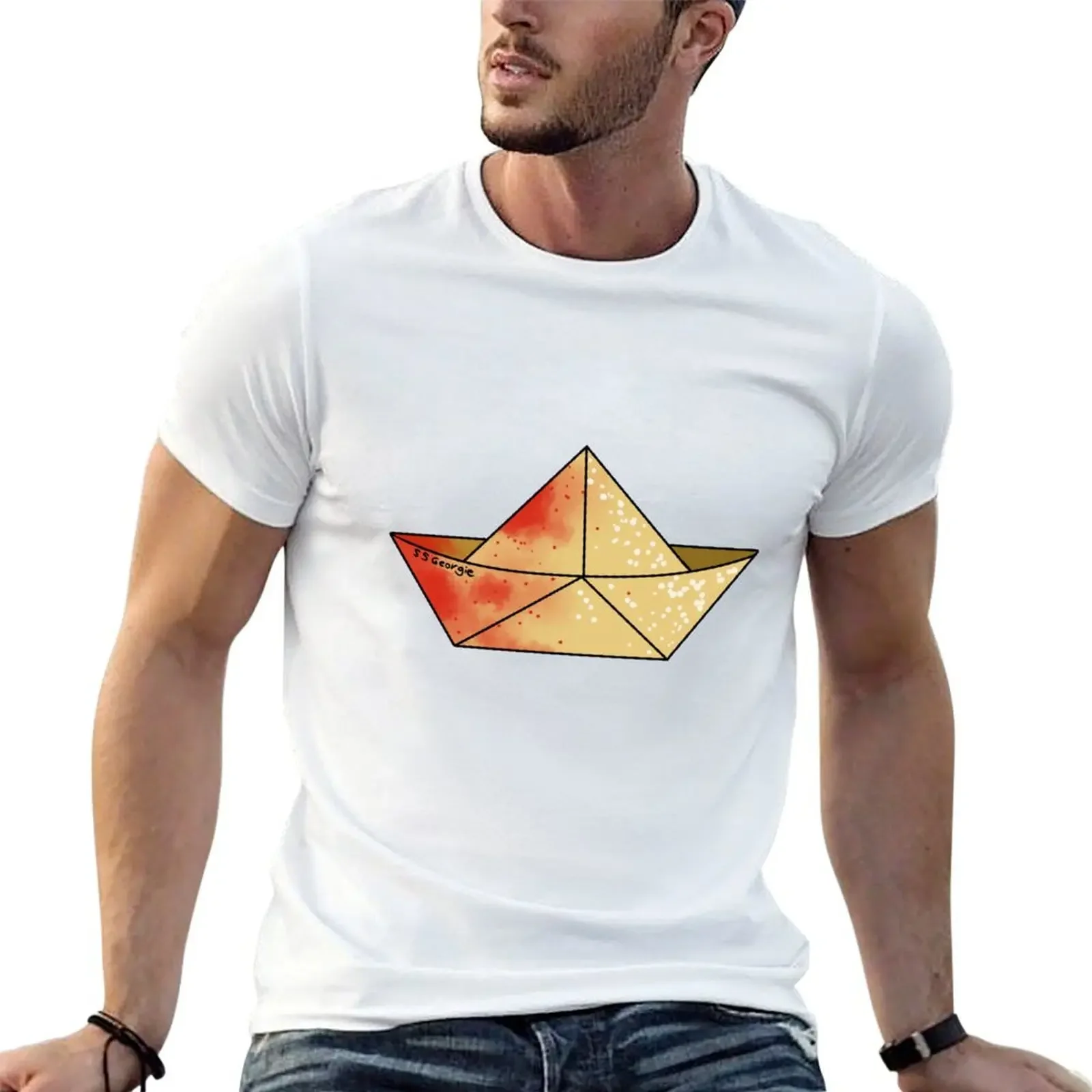 

IT Georgie Denbrough's Paper Boat T-Shirt customs blacks mens t shirts