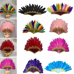 Colorful Feather Headdress New Head-mounted Feather Colored Headwear Adjustable Chief Headdress Fancy Dress Party