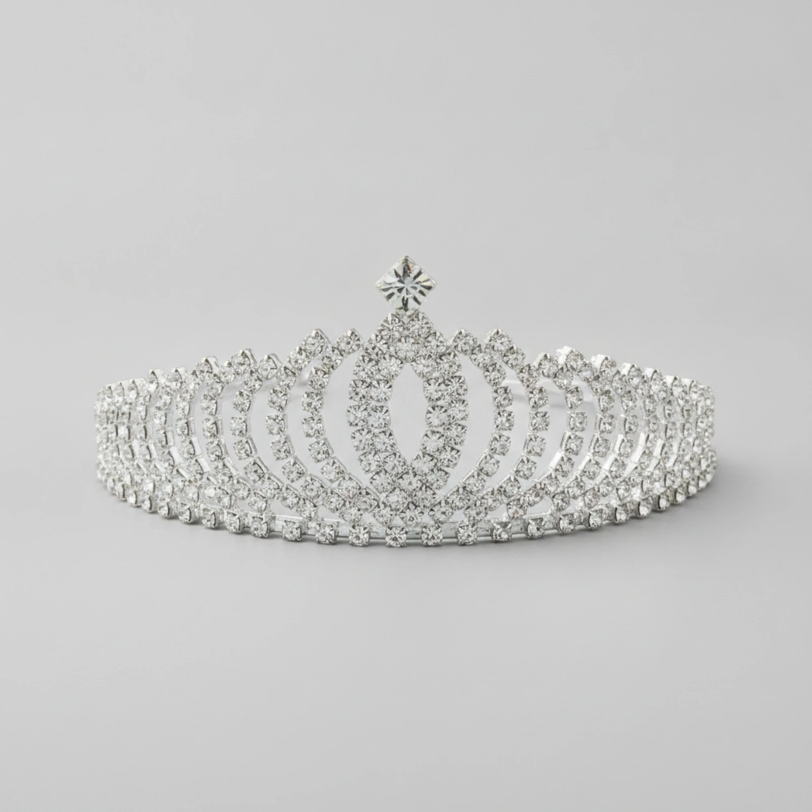 Korean-Style Bridal Crown Sparkling Bridal Tiara Rhinestone Tiara with Side Combs Shiny Silver Rhinestone Hair Comb Sparkle
