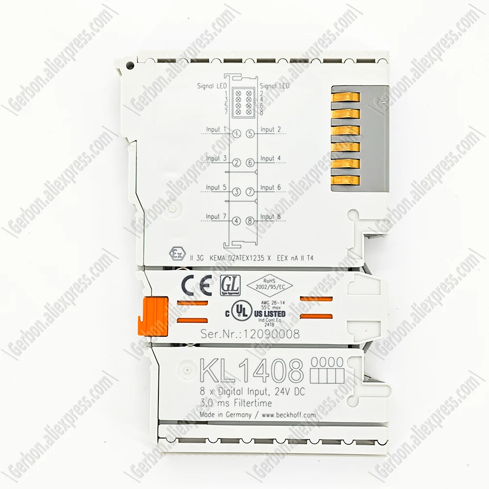 Original New Beckhoff KL1408 Bus Terminal, 8-channel digital input, 24 V DC, 3 ms, 1-wire connection