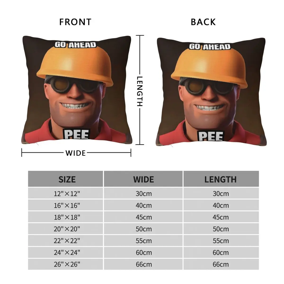 غطاء وسادة مربع للتبول من Team Fortress Go Ahead مصنوع من البوليستر والكتان المخملي وغطاء وسادة للغرفة المزخرف بسحاب إبداعي