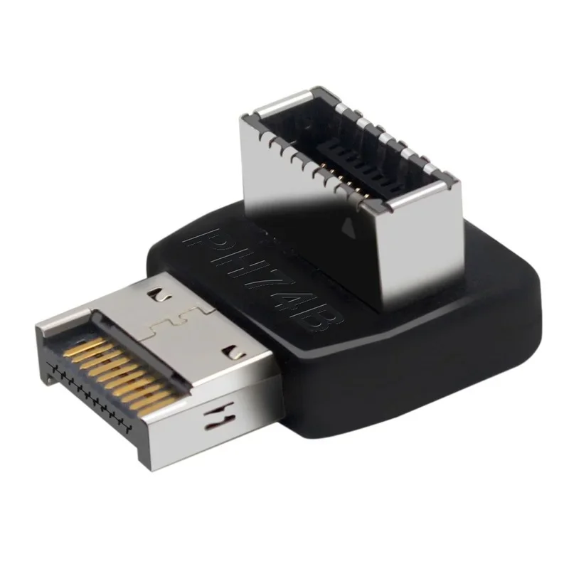 Usb Connector Adapter USB3.0 19P/20P Om TYPE-E 90 Graden Converter Adapter Case Front Type C Socket computer Moederbord