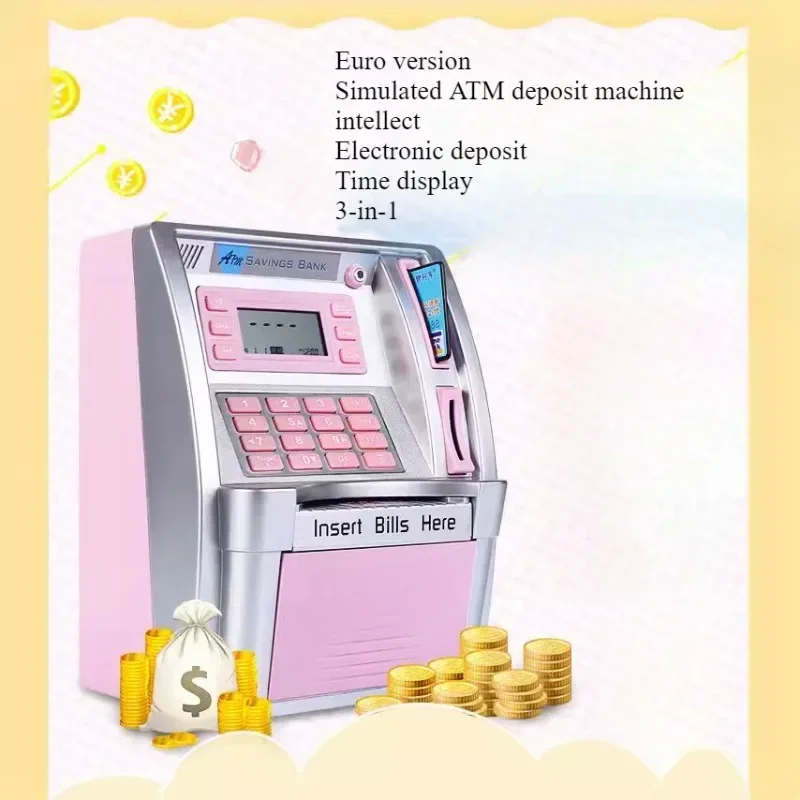 Household Portable Automatic Roll Money Savings Bank ATM Savings Bank Large Capacity Password Box Safe