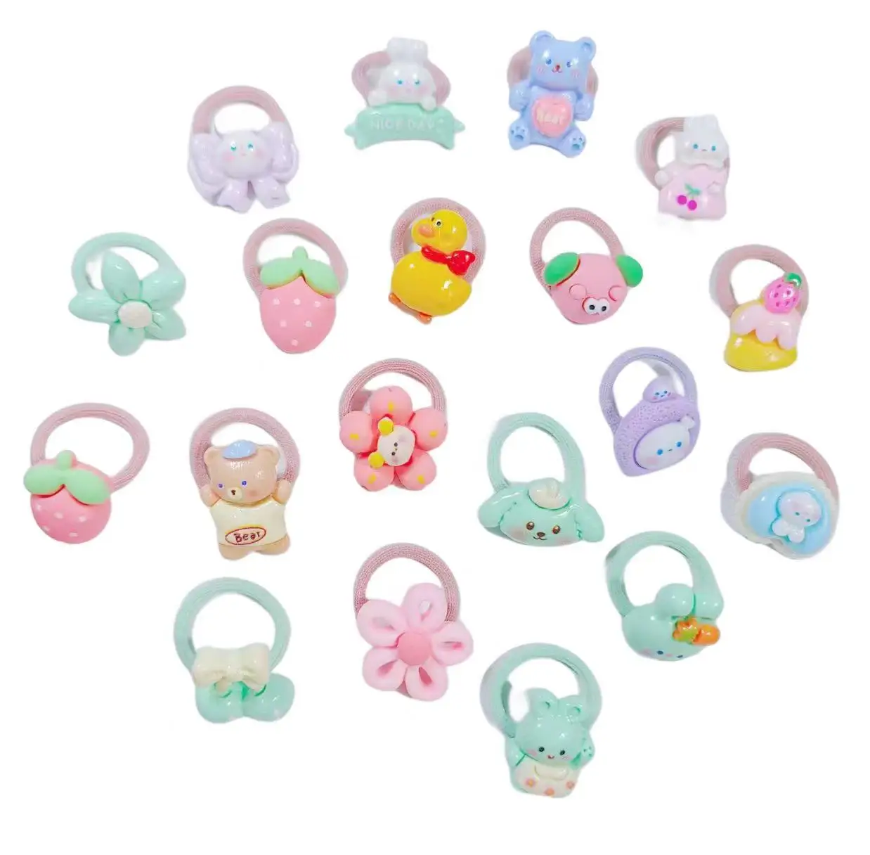 【10 Piece Set】 Children's Hair Accessories Small Size Resin Plastic Sweet And Cute Girl's Hair Ring High Elastic Rubber Band image 5