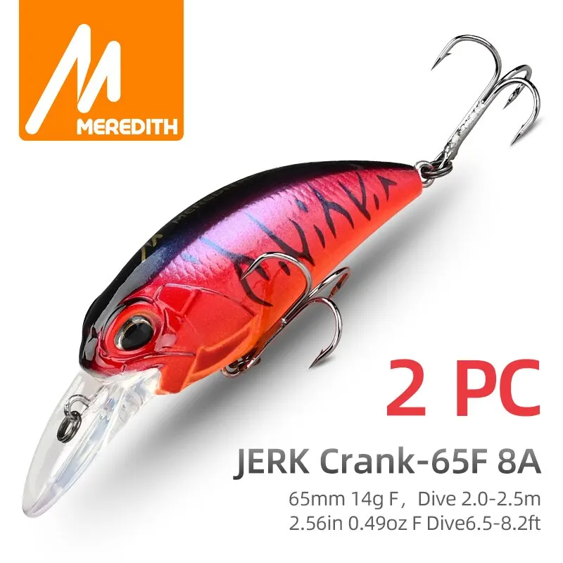 MEREDITH JERK CRANK M65 flotante 14g modelo caliente señuelo de pesca cebo duro 11 colores Wobbler manivela calidad profesional profundidad 2,0-2,5 m