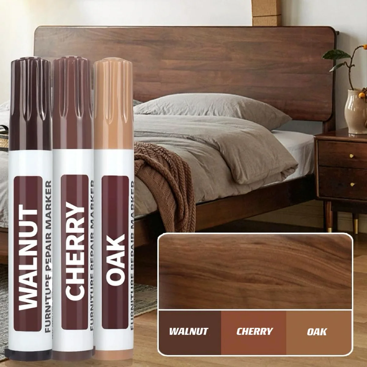

6PCS Furniture Scratch Repair Pens – For Laminate, Veneer & Solid Wood, Restore Color, Hide Scratches,Fix Nicks on Floors&Tables