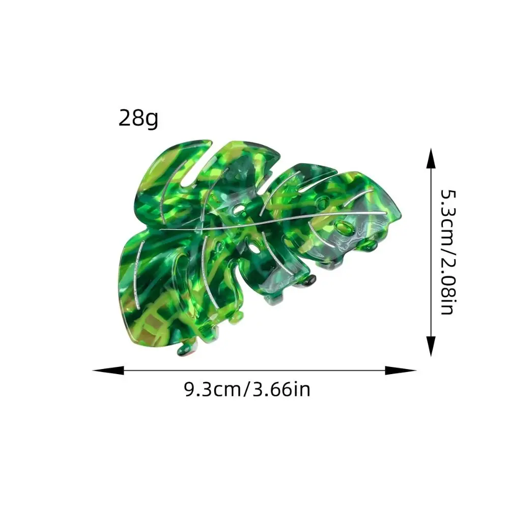 Creative Green Plant Leaves Hair Claws Headwear Geometry Acetate Hair Clip Hairpin Hair Grab Female view 4