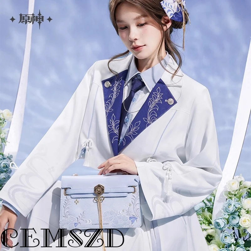 [정품] 게임 Genshin Impact Kamisato Ayato 여성용 프린지 체인 백 애니메이션 만화 체인 숄더 백 할로윈 액세서리