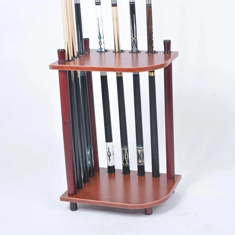 Floor-Standing 7-Hole Wood Cue Rack with Customizable Logo Billiard Room Accessories Rod Box for Pool Sports