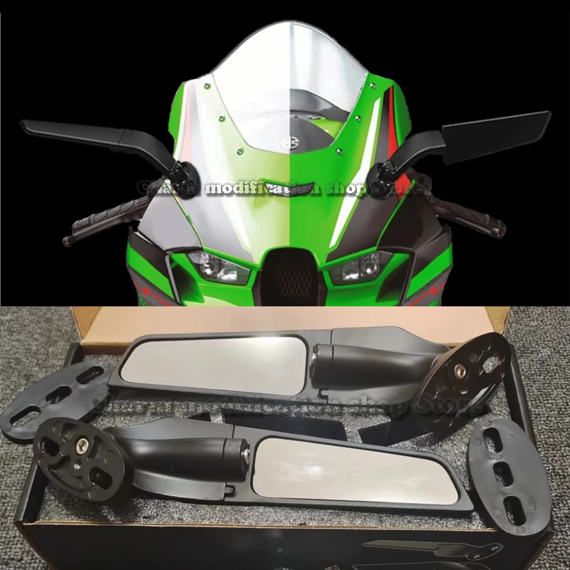 For Kawasaki ZX10R ZX9R ZX7R ZX6R ZX636 ZX12R ZX14R Motorcycle Mirror Modified Wind Wing Adjustable Rotating Rearview Mirror