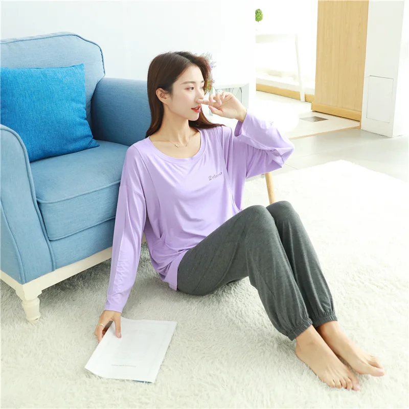 Modal Pregnant Maternity Clothes Feeding Nightie For Nursing Breastfeeding Pajamas Spring Autumn Long Sleeve Nursing Pyjamas