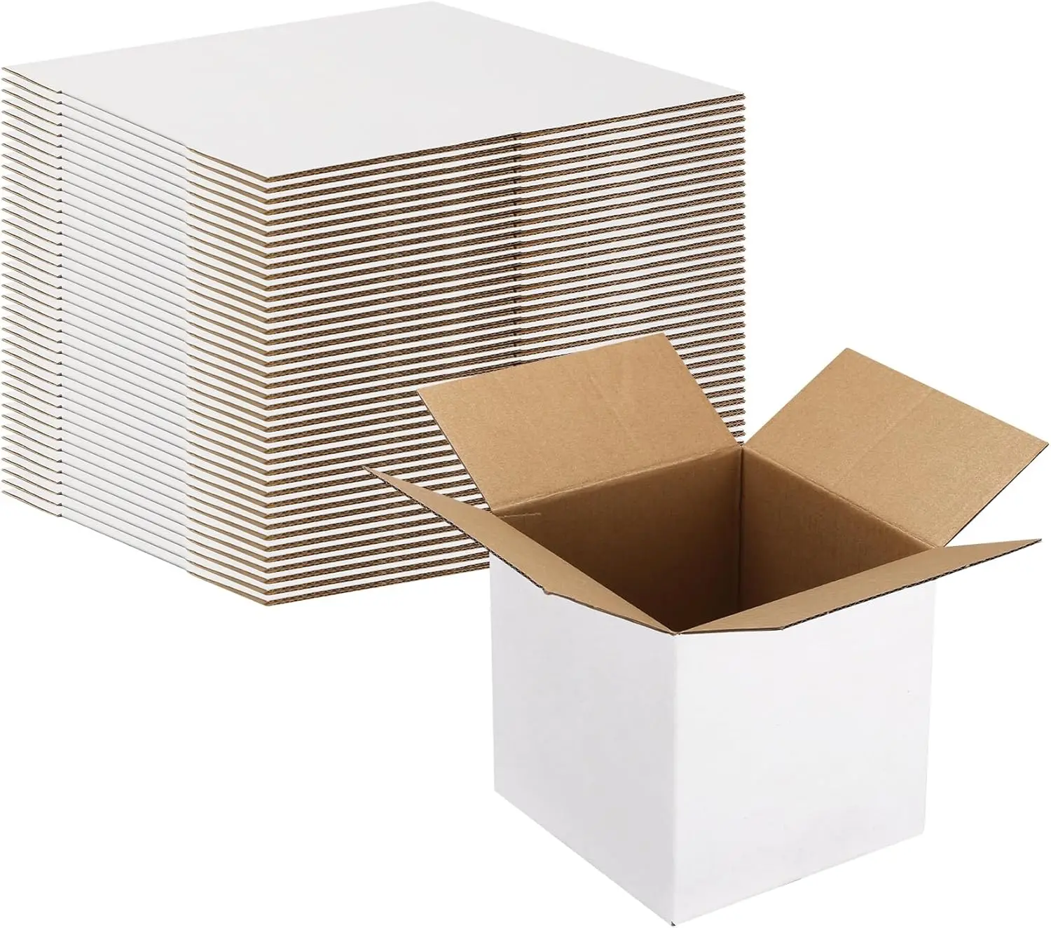 

4x4x4 Corrugated Shipping Boxes 40 Pack, White Cardboard Mailing Boxes for Small Items
