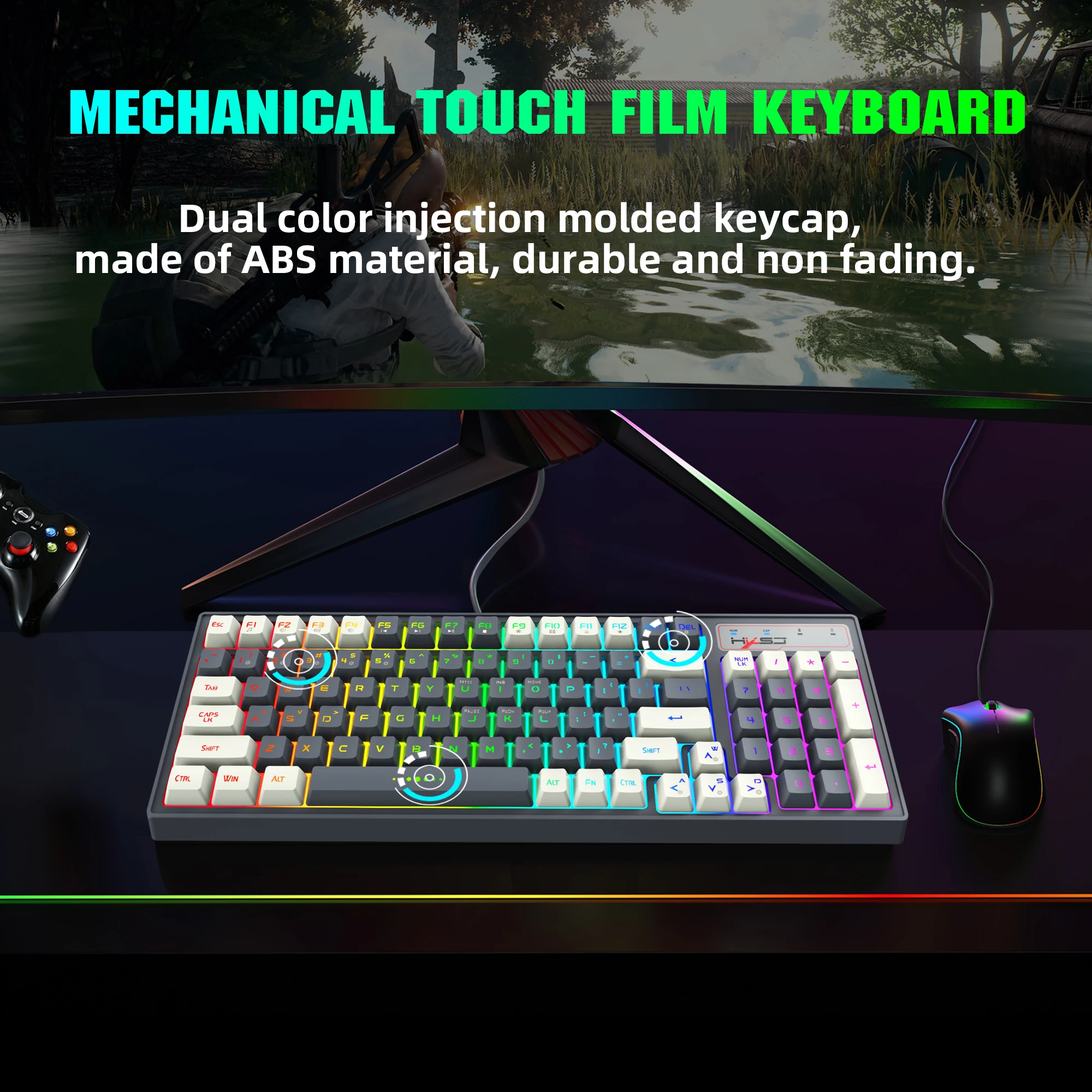 لوحة مفاتيح لاسلكية RGB إضاءة خلفية للألعاب ، 96 مفتاحًا ، قابلة لإعادة الشحن ، USB G ، مناسبة لأجهزة الكمبيوتر التي تعمل بنظام Windows ، والكمبيوتر المحمول ، واللاعبين #3