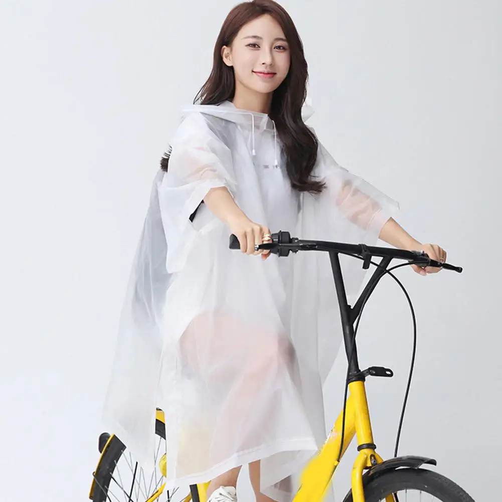 Cycling Poncho Raincoat Single Adult Hooded Raincoat Travel Cloak Hiking Transparent Rainproof Bicycle Poncho Outdoor Riding