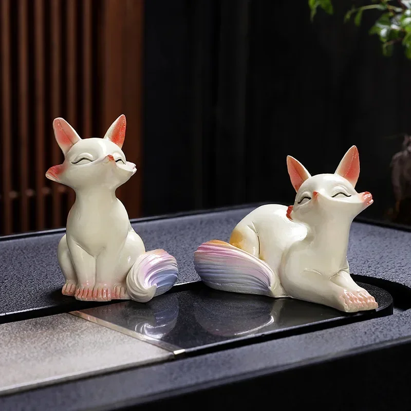 Tea Ceremony Accessories New Fox Color-changing Tea Pet Ornaments Creative Home Small Fox Tea Play Desktop Figurines Decoration