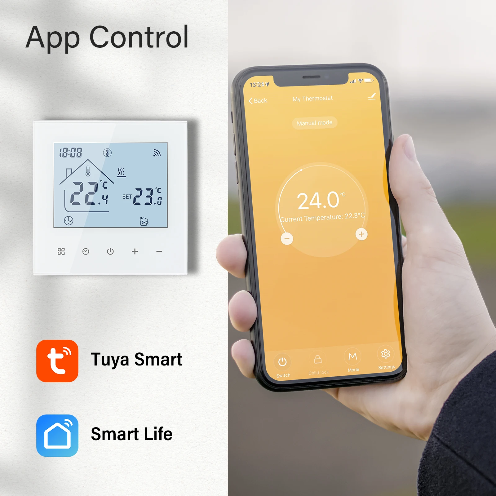 Beok – Thermostat WiFi Tuya, chauffe-eau électrique au sol, régulateur de température, fonctionne avec Alexa,Google Home,Alice