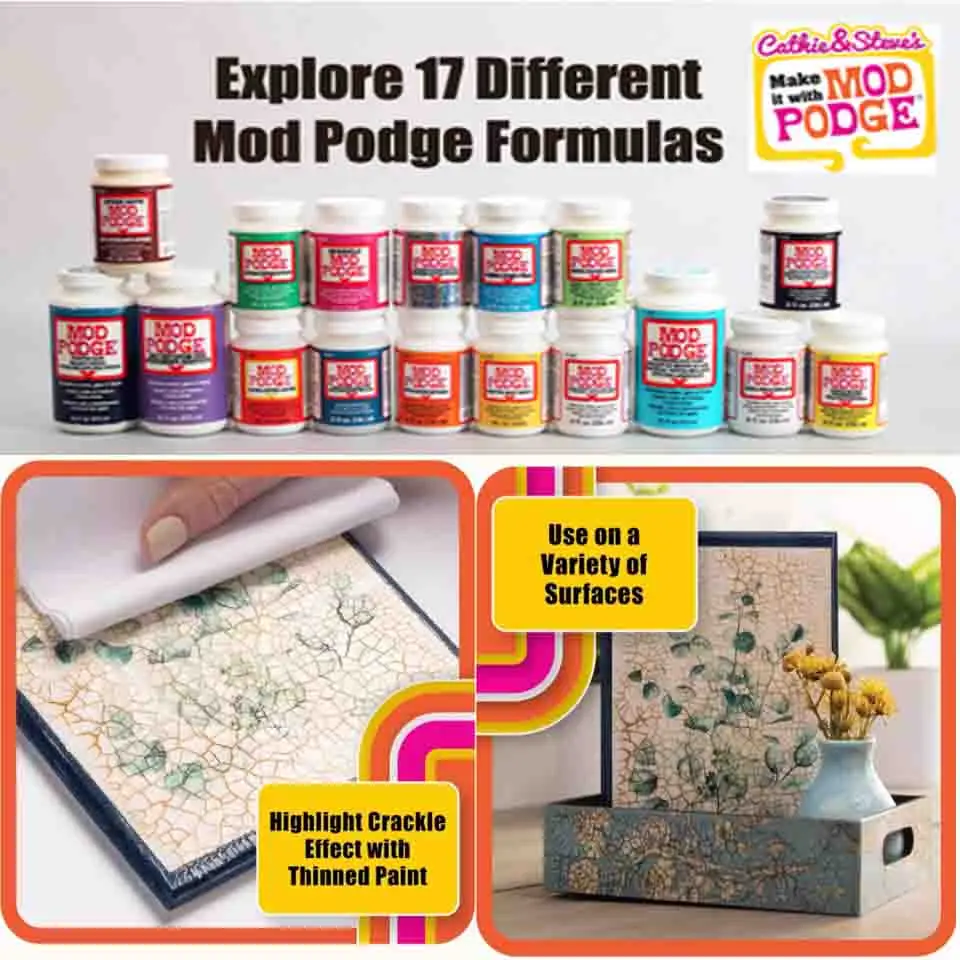 Adhesivo Transparente de Alto Brillo y Mate Mod Podge para Pintar, Transferir en Tableros, Sellar Flores Secas, Pegamento para Collage, Fluido de Transferencia para Madera