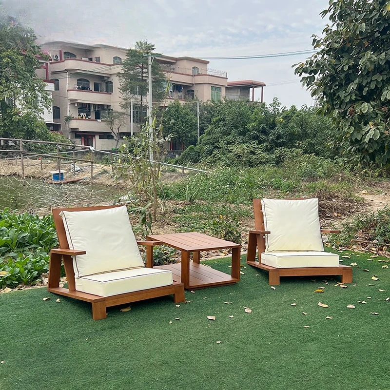 

Outdoor solid wood sofa villa outdoor courtyard garden leisure lounge chair aluminum alloy open-air balcony anti-corrosion
