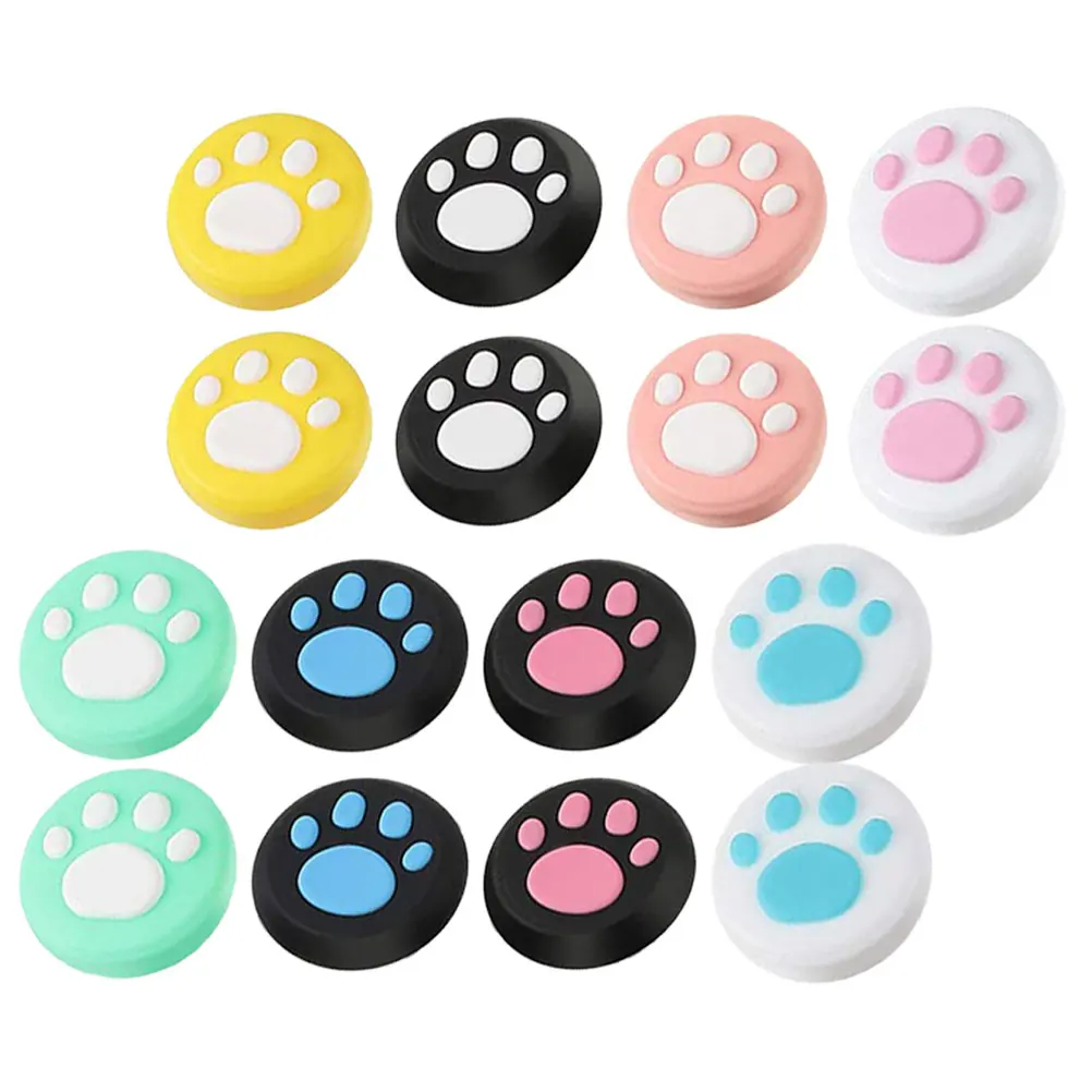 

16 Pcs Joystick Thumb Grips Cat Paw Design Protective Silicone Comfort Gaming Controller Thumb Button