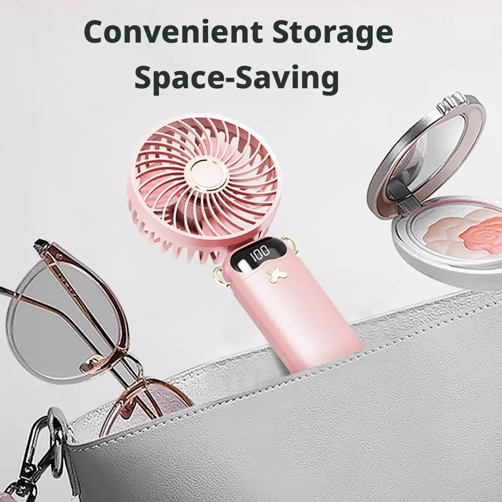 Mini Handheld Fan USB Rechargeable Digital Display Cute Portable Neckband Desktop Cooler Aroma Air Fan for Outdoor Travel image 3