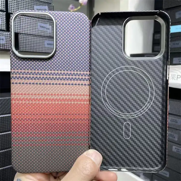 

Real Carbon Fiber case For iPhone 16 Pro Max Aramid Magnetic Protective Cover for iPhone 15 pro 16promax 16Pro Max Magsafe case