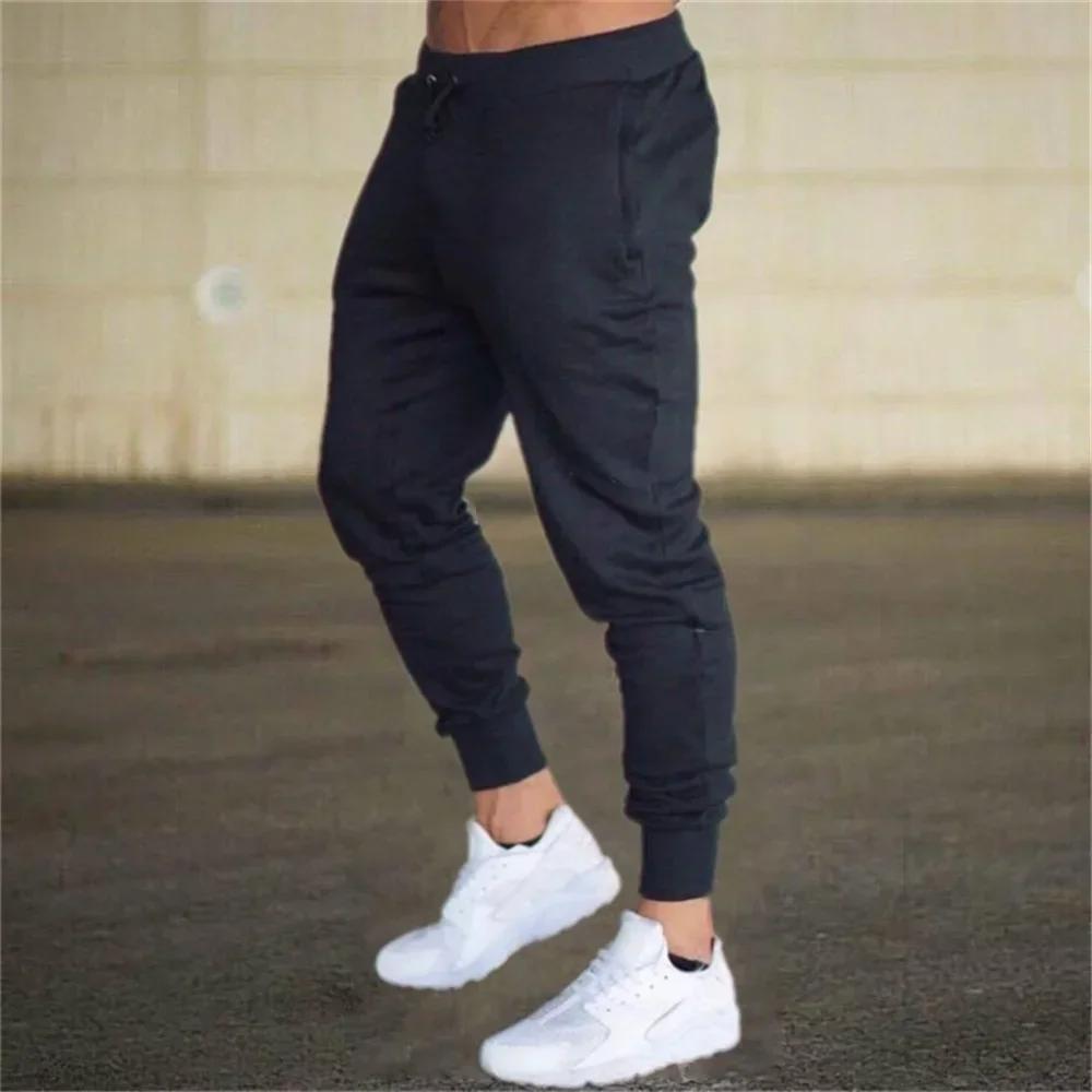 New Fashion Men Gyms Solid Pants Joggers Fitness Casual Long Pants Men Workout Skinny Sweatpants Jogger Tracksuit Trousers