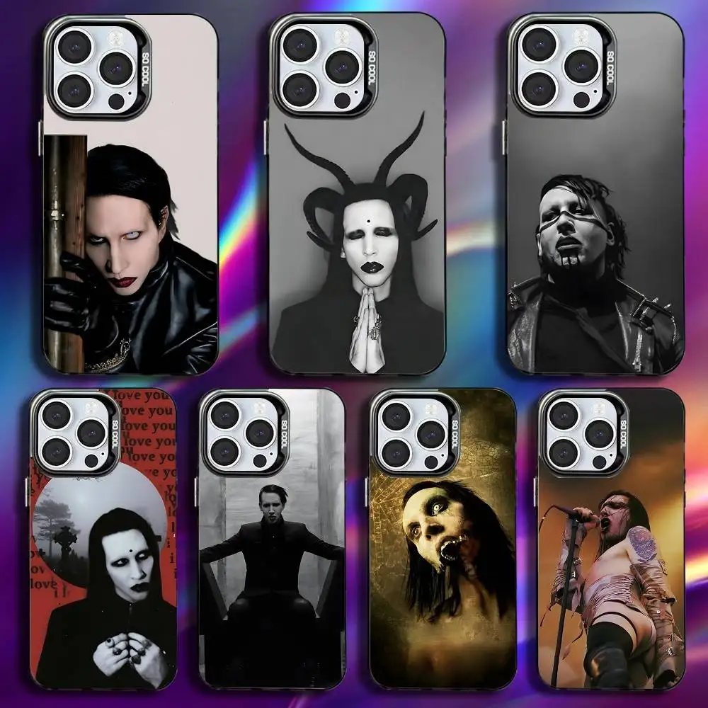 

Singer Marilyn Manson Phone Case For iPhone 16,15,14,13,12,11,Pro,Max,Plus,Mini,XS,SE Anti Fall Black Matte Hard Bumper
