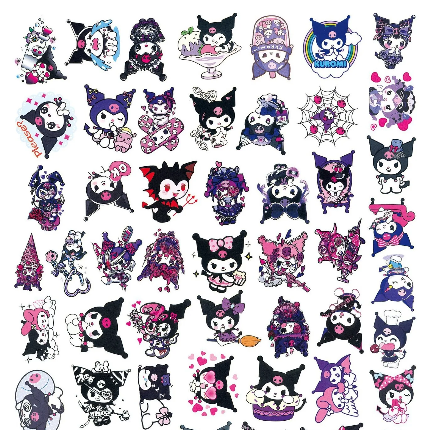 10/30/50PCS NEW Kuromi Sanrio Cartoon Stickers Aesthetics Decoration Suitcase Scrapbooking Phone Laptop Stationery Toy Gift