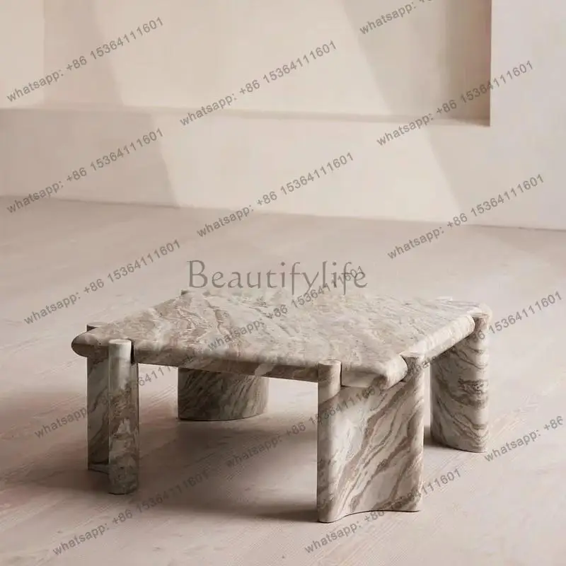 

Modern Minimalist Marble Coffee Table, Creative Luxury Design Natural Stone, Heat & Scratch Resistant, Customizable