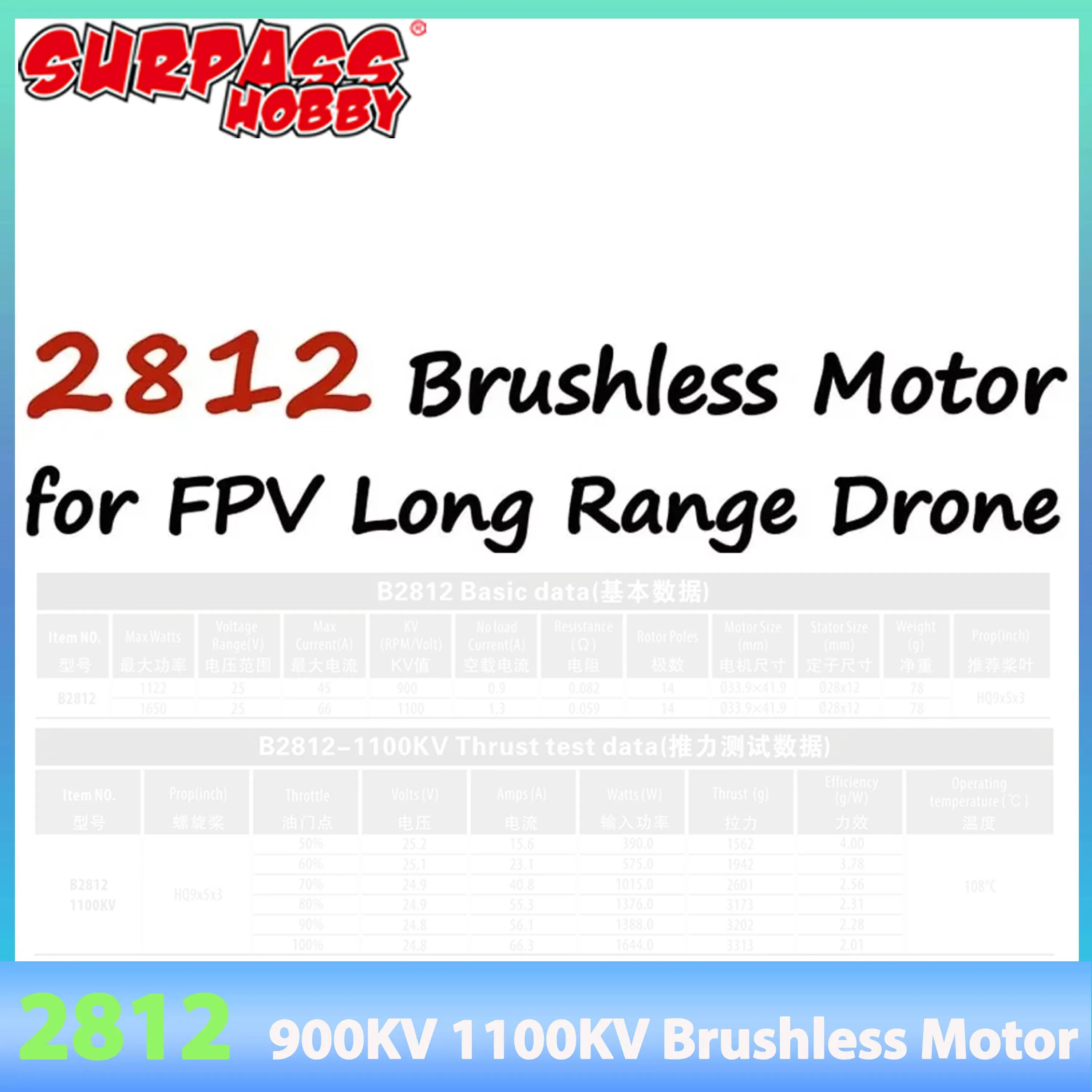 

Бесколлекторный мотор SURPASS HOBBY 2812 Outrunner для FPV-дронов, квадрокоптеров, радиоуправляемых самолетов, фристайла, APEX Mark4, XL7, 7, 8, 9 дюймов