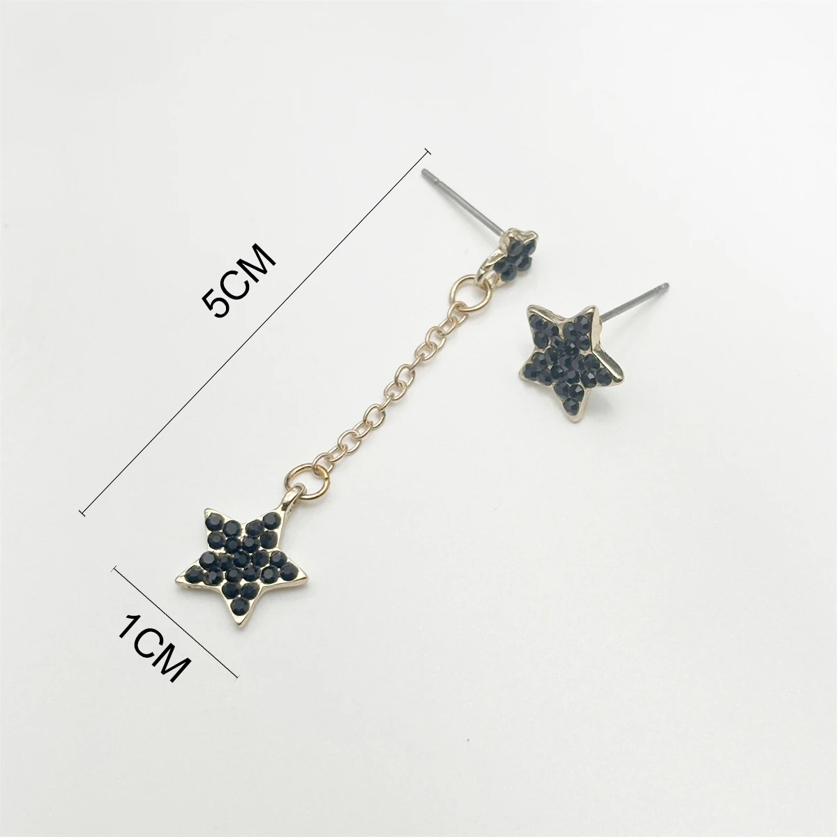 Gothic Cute Punk Black Star Tassel Stud Earrings For Women Girl Daily Jewelry Full Rhinestone Star Drop Earring Accessories