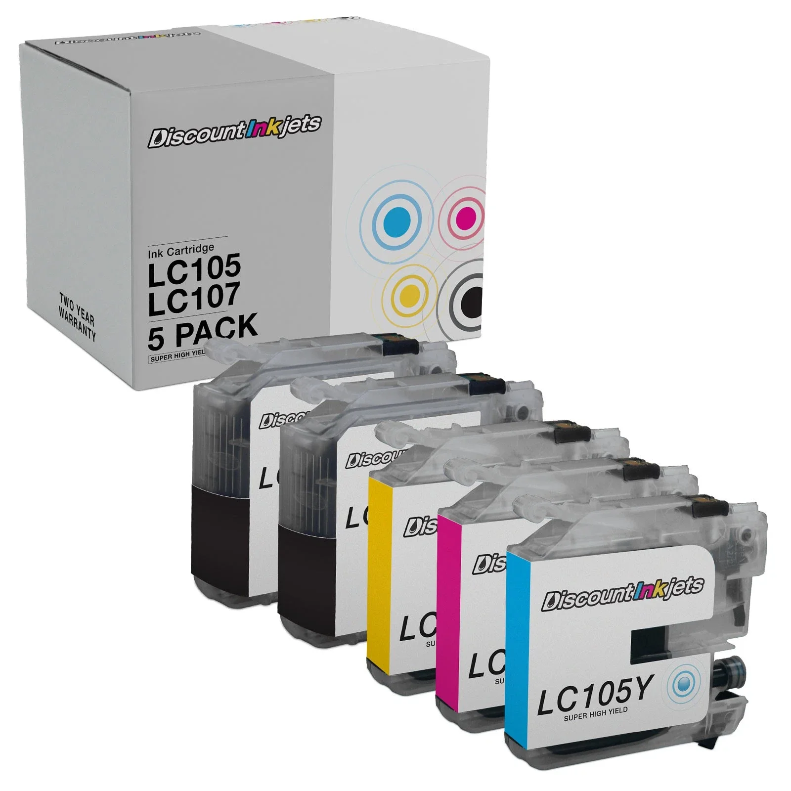 5PK BLACK COLOR Ink Set for Brother LC107 LC105 XXL MFC-J4610 MFC-J4710 MFCJ4310