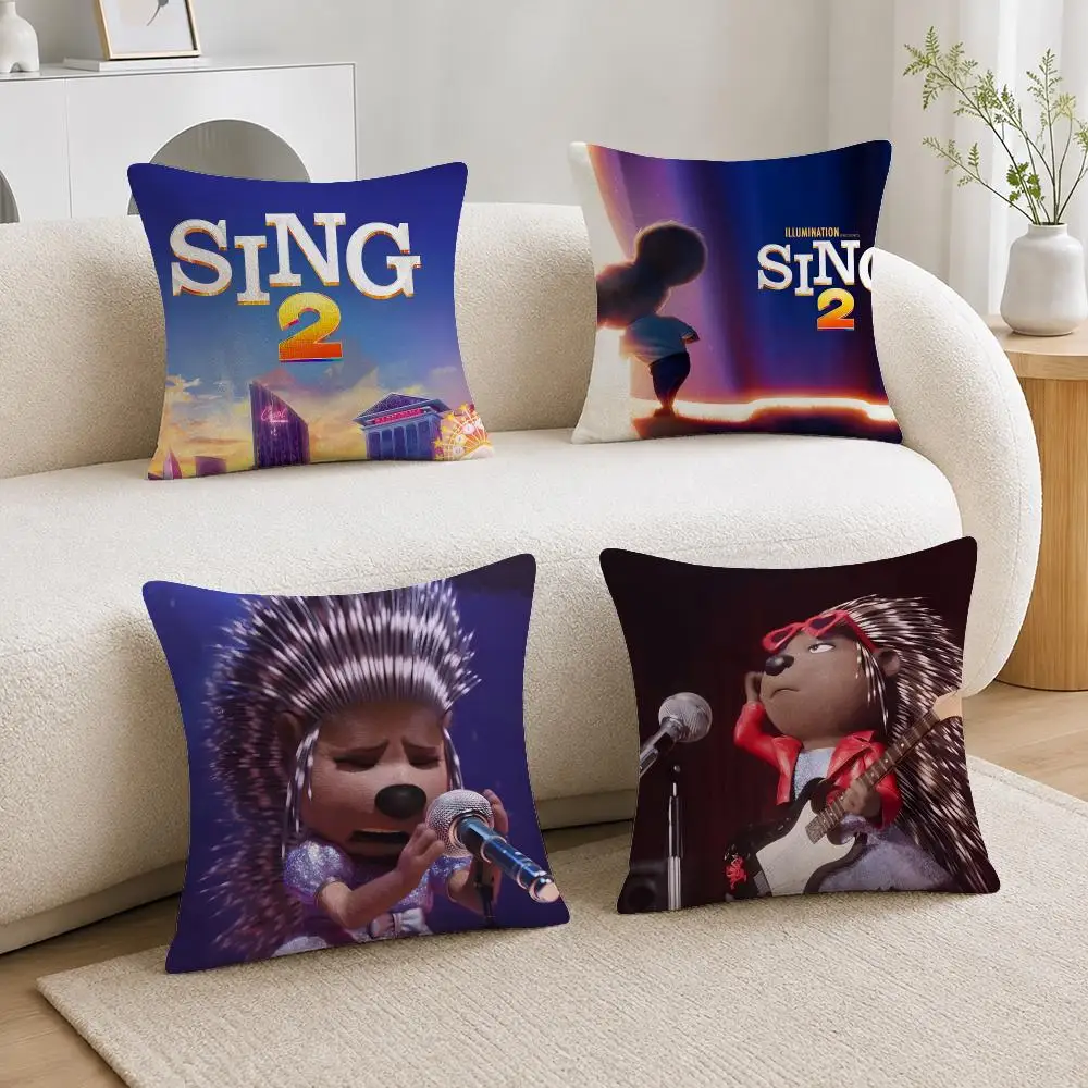 Animated Musical Movie Sing 2 Cushion Cover Soft Fluffy Short Plush  Pillow Case  Sofa Bed Home Decor