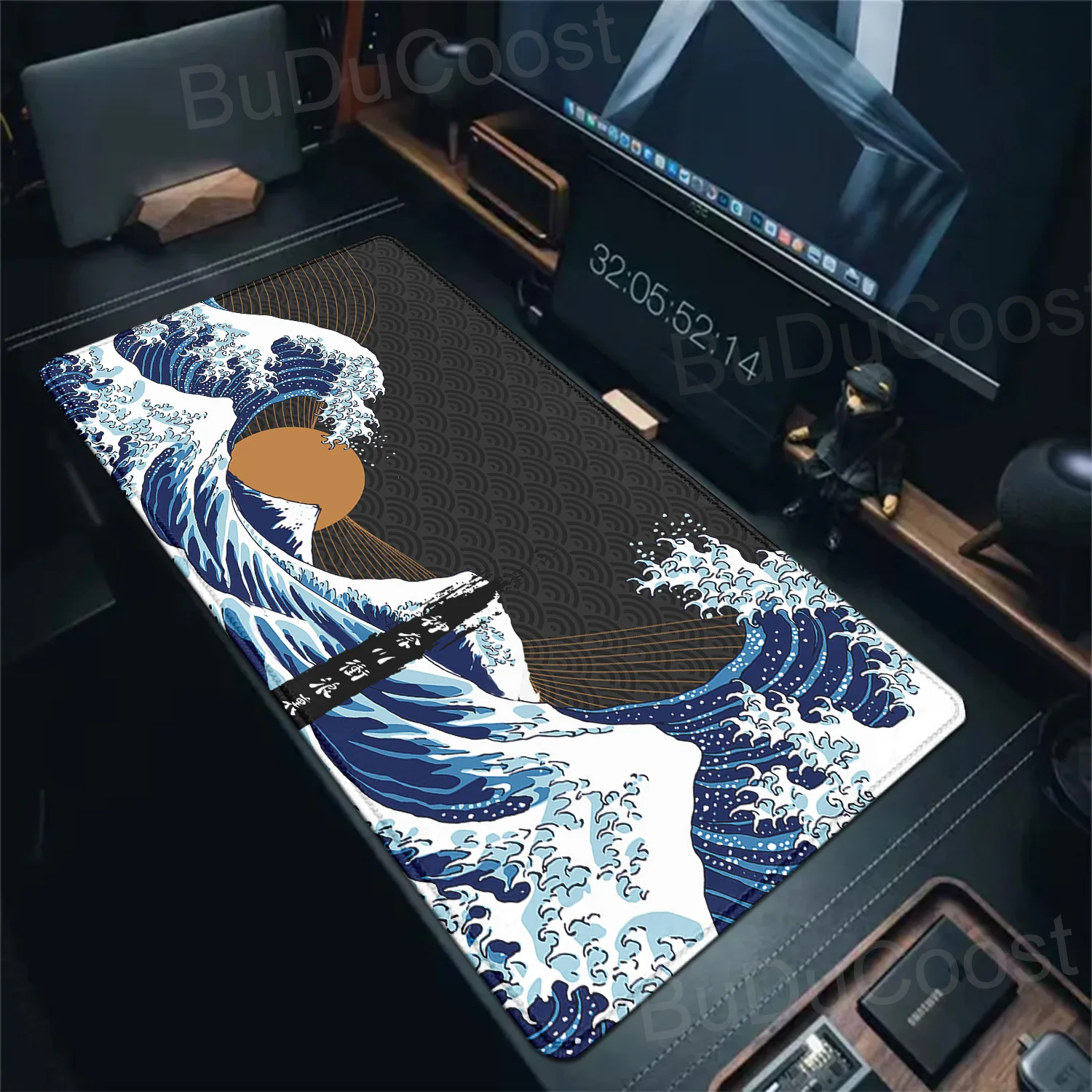 The Great Wave off Kanagawa Gaming Mouse Pad Desk Mat LED Light Mousepad Artistic Computer Carpet With Backlit Mouse Pads