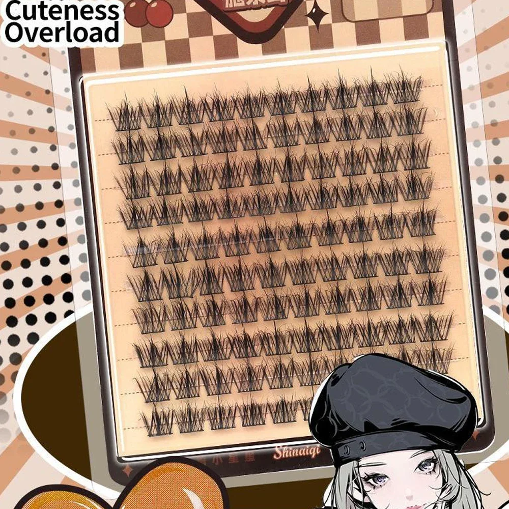 10rows Natural Eyelash Clusters DIY Manga Lashes Transparent Terrier Strands Eyelash Soft False Eyelashes Eyelashes Daily Makeup
