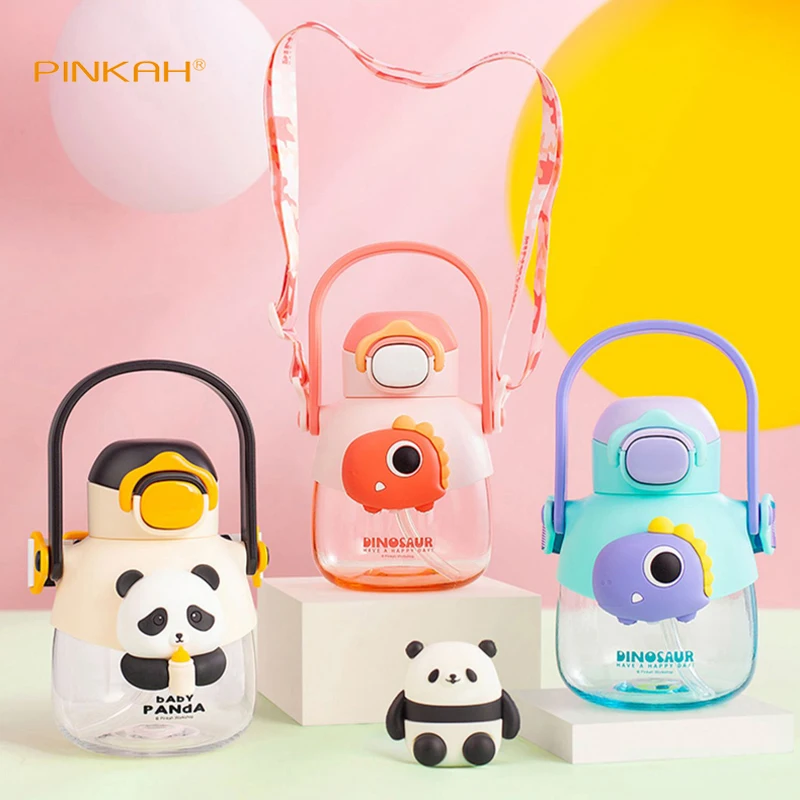 PINKAH Large Capacity Cute Fun Cartoon 3D Shape Plastic Water Bottle Portable Handle Double Drink Ton Ton Barrel 760ml