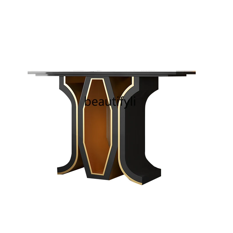 

Light Luxury Stone Plate Console Italian Entry Side View Modern Curio Cabinet Console Tables